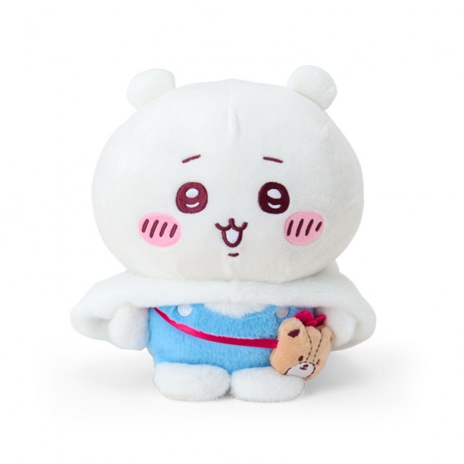 The Chiikawa × Sanrio Characters collaboration features mascots in fuzzy costume crossovers, with 21 new items releasing June 13 nationwide